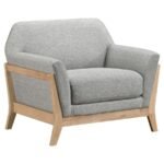VAUGHN FABRIC UPHOLSTERED FLARED ARM ACCENT CHAIR GREY