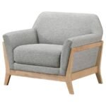 VAUGHN FABRIC UPHOLSTERED FLARED ARM ACCENT CHAIR GREY - Image 4