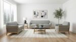 VAUGHN FABRIC UPHOLSTERED FLARED ARM ACCENT CHAIR GREY - Image 11