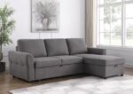 SAMANTHA UPHOLSTERED STORAGE SLEEPER SECTIONAL SOFA GREY - Image 2