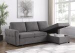 SAMANTHA UPHOLSTERED STORAGE SLEEPER SECTIONAL SOFA GREY - Image 3