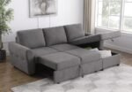SAMANTHA UPHOLSTERED STORAGE SLEEPER SECTIONAL SOFA GREY - Image 4
