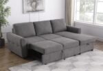 SAMANTHA UPHOLSTERED STORAGE SLEEPER SECTIONAL SOFA GREY - Image 5