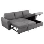 SAMANTHA UPHOLSTERED STORAGE SLEEPER SECTIONAL SOFA GREY - Image 6