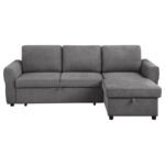 SAMANTHA UPHOLSTERED STORAGE SLEEPER SECTIONAL SOFA GREY - Image 7