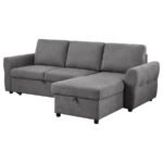 SAMANTHA UPHOLSTERED STORAGE SLEEPER SECTIONAL SOFA GREY - Image 8