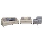 GLENN 3-PIECE UPHOLSTERED SOFA SET LIGHT GREY AND BLUE - Image 2