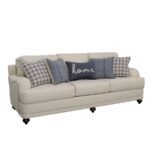 GLENN UPHOLSTERED ENGLISH ARM SOFA LIGHT GREY AND BLUE