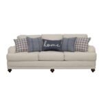 GLENN UPHOLSTERED ENGLISH ARM SOFA LIGHT GREY AND BLUE - Image 3