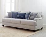 GLENN UPHOLSTERED ENGLISH ARM SOFA LIGHT GREY AND BLUE - Image 2