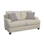 GLENN UPHOLSTERED ENGLISH ARM LOVESEAT LIGHT GREY AND BLUE