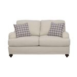 GLENN UPHOLSTERED ENGLISH ARM LOVESEAT LIGHT GREY AND BLUE - Image 3