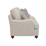 GLENN UPHOLSTERED ENGLISH ARM LOVESEAT LIGHT GREY AND BLUE - Image 5