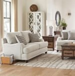 GLENN UPHOLSTERED ENGLISH ARM LOVESEAT LIGHT GREY AND GREY - Image 2