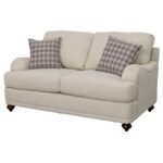 GLENN UPHOLSTERED ENGLISH ARM LOVESEAT LIGHT GREY AND GREY - Image 4