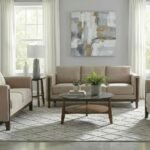 ISLINGTON 3-PIECE UPHOLSTERED PANEL ARM SOFA SET TAUPE