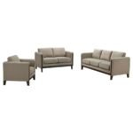 ISLINGTON 3-PIECE UPHOLSTERED PANEL ARM SOFA SET TAUPE - Image 2