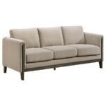 ISLINGTON 3-PIECE UPHOLSTERED PANEL ARM SOFA SET TAUPE - Image 3