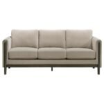 ISLINGTON 3-PIECE UPHOLSTERED PANEL ARM SOFA SET TAUPE - Image 4