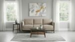 ISLINGTON FABRIC UPHOLSTERED PANEL ARM SOFA TAUPE - Image 2