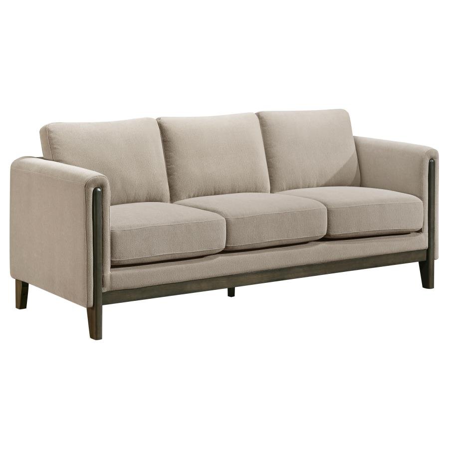 511101_02x900.jpg ISLINGTON FABRIC UPHOLSTERED PANEL ARM SOFA TAUPE - Image 1