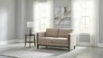 ISLINGTON FABRIC UPHOLSTERED PANEL ARM LOVESEAT TAUPE - Image 2