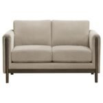 ISLINGTON FABRIC UPHOLSTERED PANEL ARM LOVESEAT TAUPE - Image 3