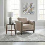ISLINGTON FABRIC UPHOLSTERED PANEL ARM ACCENT CHAIR TAUPE - Image 2