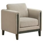 ISLINGTON FABRIC UPHOLSTERED PANEL ARM ACCENT CHAIR TAUPE