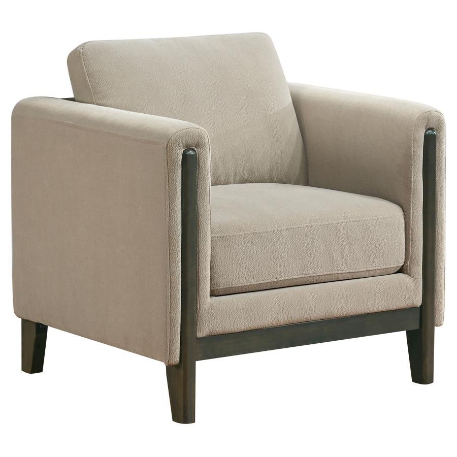 511103_02x900.jpg ISLINGTON FABRIC UPHOLSTERED PANEL ARM ACCENT CHAIR TAUPE - Image 1