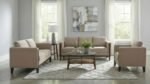 ISLINGTON FABRIC UPHOLSTERED PANEL ARM ACCENT CHAIR TAUPE - Image 9