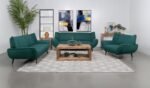 ACTON UPHOLSTERED FLARED ARM ACCENT CHAIR TEAL BLUE - Image 11