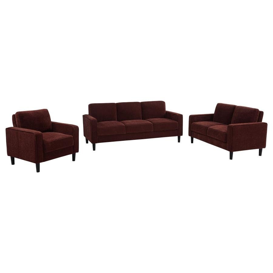 511211-S3_02x900.jpg RUTH 3-PIECE FABRIC UPHOLSTERED TRACK ARM SOFA RUST RED - Image 1