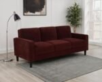 RUTH 77-INCH FABRIC UPHOLSTERED TRACK ARM SOFA RUST RED - Image 2