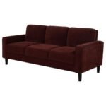 RUTH 77-INCH FABRIC UPHOLSTERED TRACK ARM SOFA RUST RED - Image 4