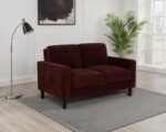 RUTH FABRIC UPHOLSTERED TRACK ARM LOVESEAT RUST RED - Image 2