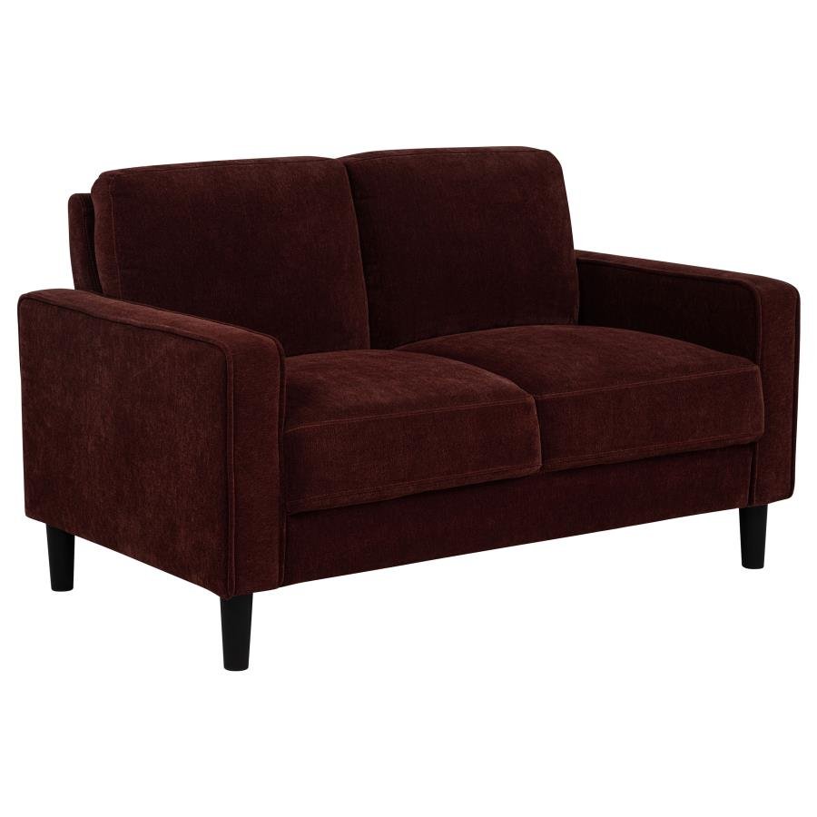 511212_02x900.jpg RUTH FABRIC UPHOLSTERED TRACK ARM LOVESEAT RUST RED - Image 1