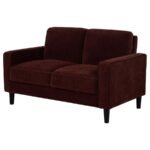 RUTH FABRIC UPHOLSTERED TRACK ARM LOVESEAT RUST RED - Image 4