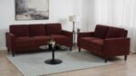 RUTH FABRIC UPHOLSTERED TRACK ARM LOVESEAT RUST RED - Image 11
