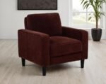 RUTH FABRIC UPHOLSTERED TRACK ARM ACCENT CHAIR RUST RED - Image 2