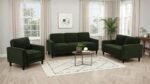 RUTH 3-PIECE FABRIC UPHOLSTERED TRACK ARM SOFA MATCHA GREEN - Image 2