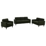 RUTH 3-PIECE FABRIC UPHOLSTERED TRACK ARM SOFA MATCHA GREEN
