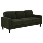 RUTH 3-PIECE FABRIC UPHOLSTERED TRACK ARM SOFA MATCHA GREEN - Image 3