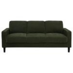 RUTH 3-PIECE FABRIC UPHOLSTERED TRACK ARM SOFA MATCHA GREEN - Image 4