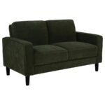 RUTH FABRIC UPHOLSTERED TRACK ARM LOVESEAT MATCHA GREEN