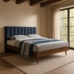 Vance Mid-Century Modern Linen Textured Fabric Upholstered Bed - Image 2