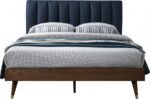 Vance Mid-Century Modern Linen Textured Fabric Upholstered Bed - Image 3