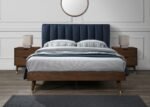 Vance Mid-Century Modern Linen Textured Fabric Upholstered Bed - Image 4