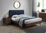Vance Mid-Century Modern Linen Textured Fabric Upholstered Bed - Image 5