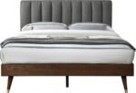 Vance Mid-Century Modern Linen Textured Fabric Upholstered Bed - Image 3